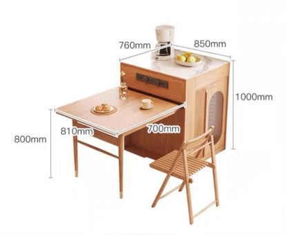 Kacey Extendable Dining Table Set, Storage, Solid Wood-Weilai Concept