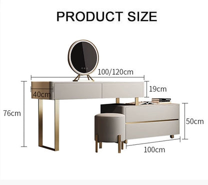 Davidson Dressing Table With LED Mirror, Extendable, Corner Dressing Table-Weilai Concept