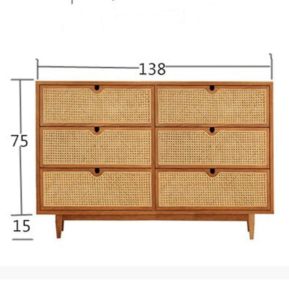 Pavia Chests Of Drawers, Natural Rattan & Oak