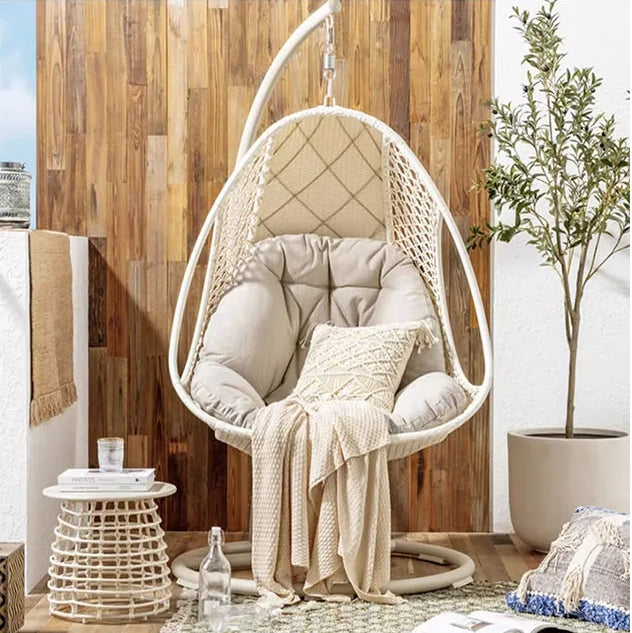 Pearl Rattan Garden Hanging Egg Chair with Stand, Garden Furniture Outdoor/Indoor-Weilai Concept