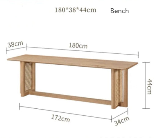 Gavril Rattan Dining Table, Oak, Rectangle-Weilai Concept