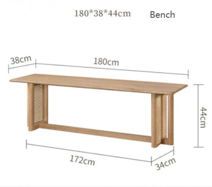 Gavril Rattan Dining Table, Oak, Rectangle-Weilai Concept