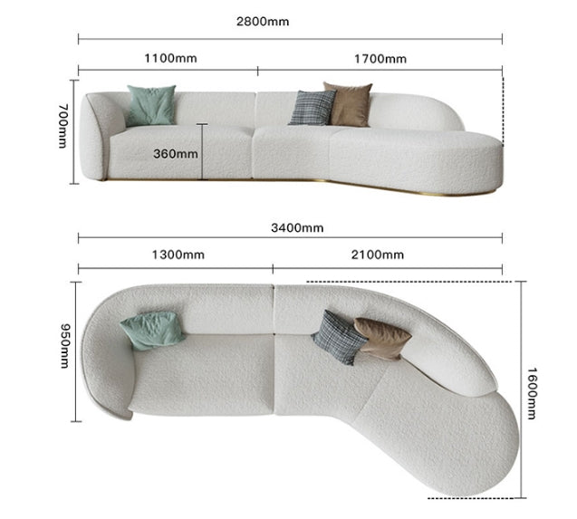 Welby Three Seater Sofa, White Boucle-Weilai Concept