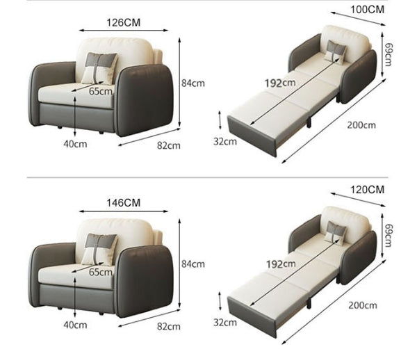 Caio Single Sofa Bed, Leathaire-Weilai Concept