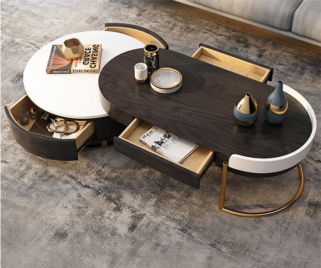 Ouezzane Nesting Coffee Table Set, With TV Stand, Oak-Weilai Concept