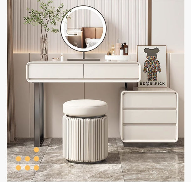 Dobson Dressing Table With LED Mirror, Cream Grey-Weilai Concept