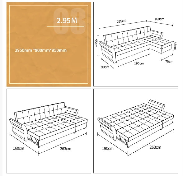 SB162 Three Seater Sofa Bed-Weilai Concept