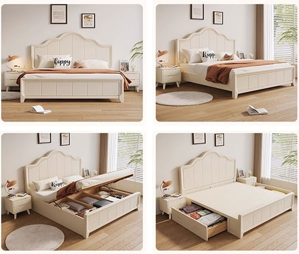 Agnes King Size / Super King Size Bed With Storage, Cream-Weilai Concept