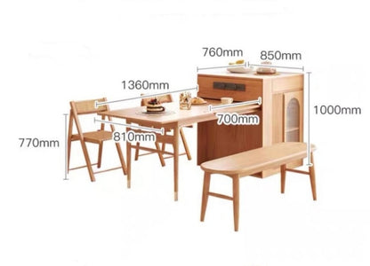 Kacey Extendable Dining Table Set, Storage, Solid Wood-Weilai Concept