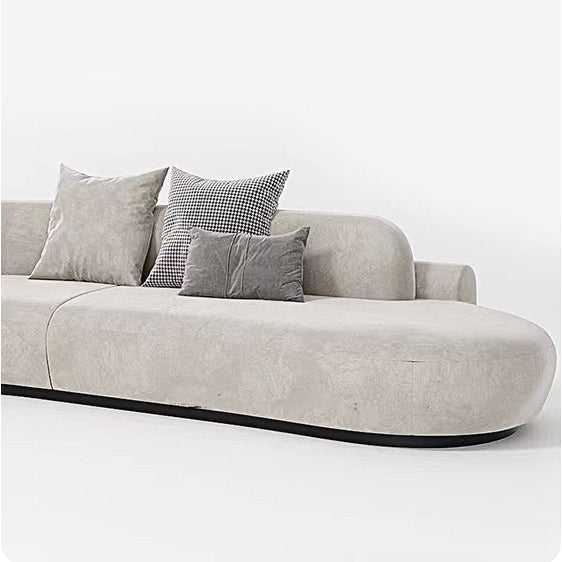 Cosima Grey Three Seater Long Curved Sofa, Velvet