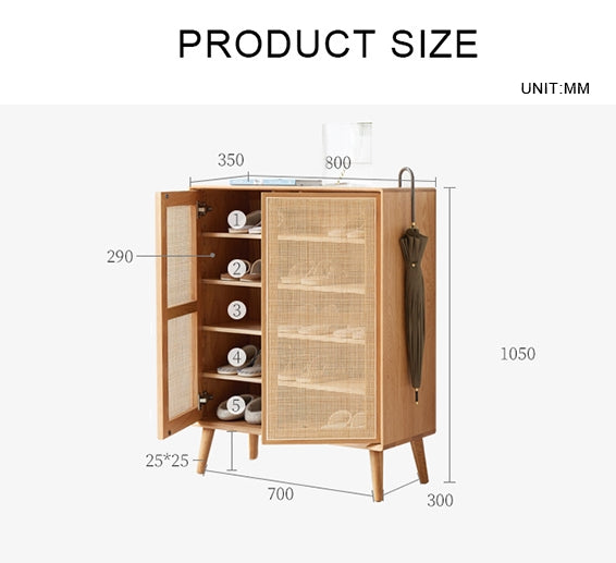 Hans Rattan Shoe Storage Cabinet, Oak-Weilai Concept