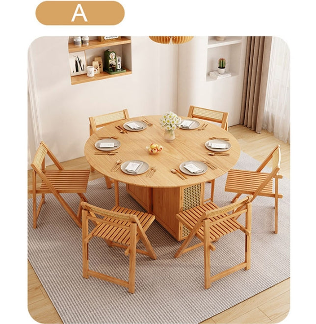 Ainsley Folding Extendable Dining Table, Wood-Weilai Concept