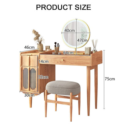 Ebony Dressing Table With Mirror, Wood-Weilai Concept