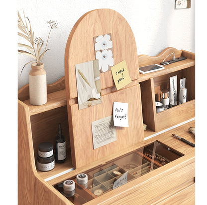 Aggie Dressing Table With Mirror, Oak-Weilai Concept