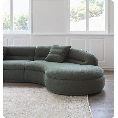 Yannik Curved Three Seater Sofa, Green