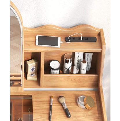 Aggie Dressing Table With Mirror, Oak-Weilai Concept