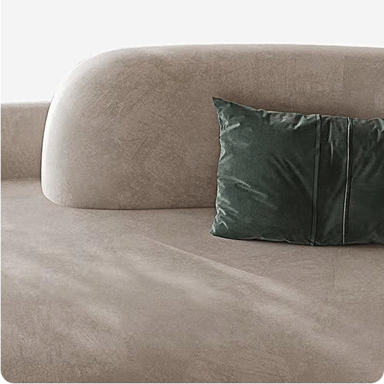 Cosima Grey Three Seater Long Curved Sofa, Velvet