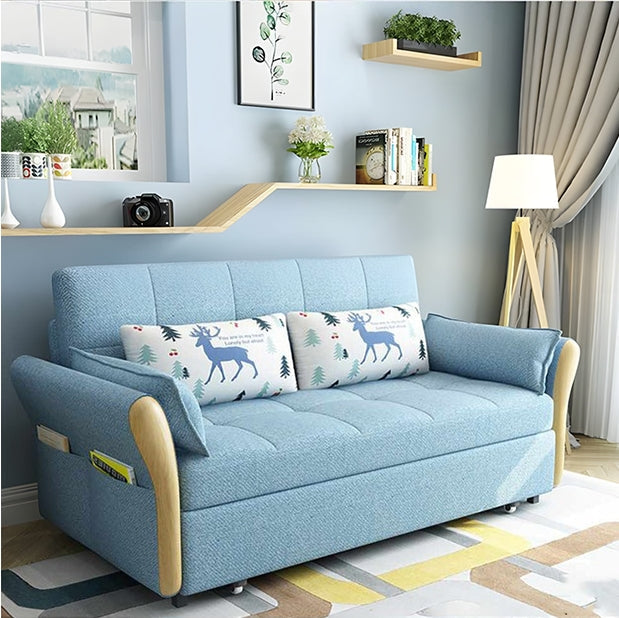 SB152 Two Seater Sofa Bed, Blue