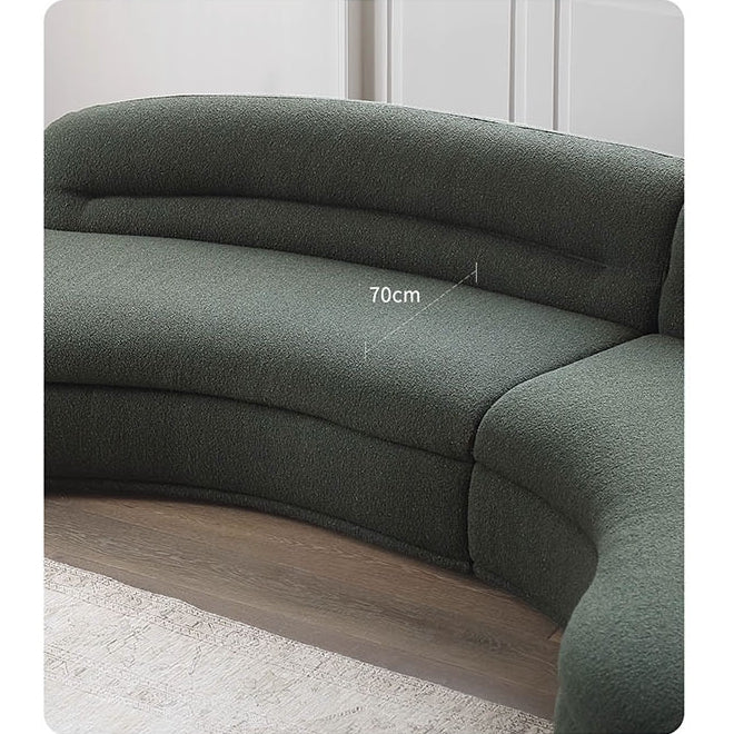 Yannik Curved Three Seater Sofa, Green