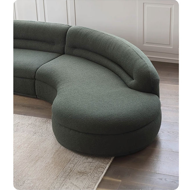 Yannik Curved Three Seater Sofa, Green