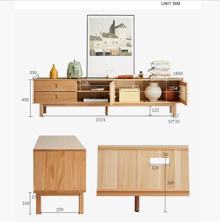 Haygashen Rattan TV Stand, Oak-Weilai Concept