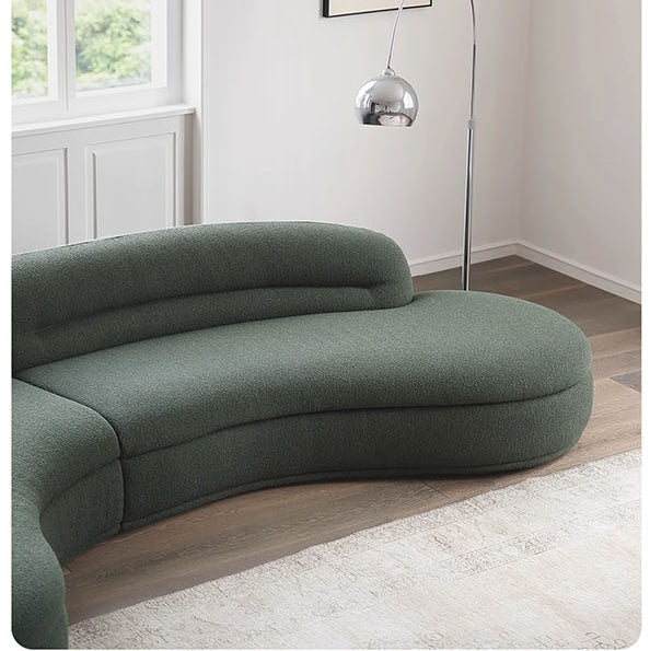 Yannik Curved Three Seater Sofa, Green