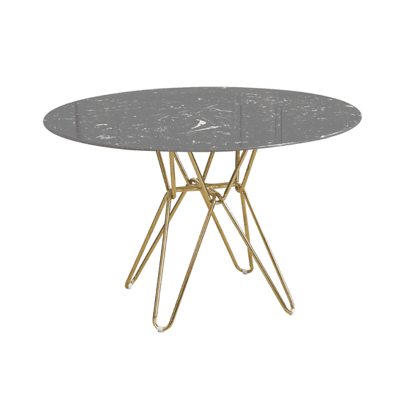 Ariana Black & Gold Round Marble Dining Table