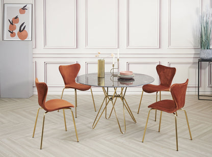 Ariana White & Gold Round Marble Dining Table