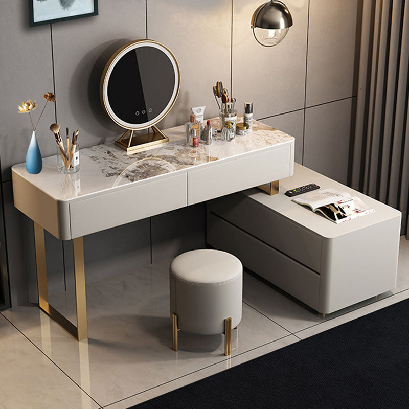 Davidson Dressing Table With LED Mirror, Extendable, Corner Dressing Table-Weilai Concept