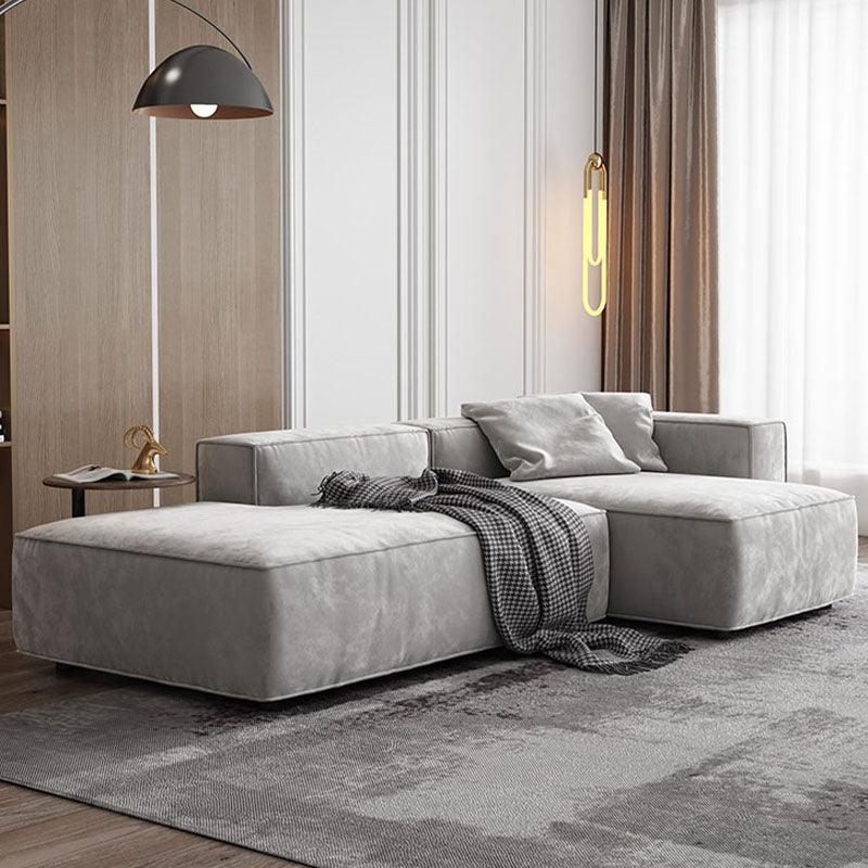 Yetta Three Seater Corner Sofa, Grey Velvet | Weilai Concept