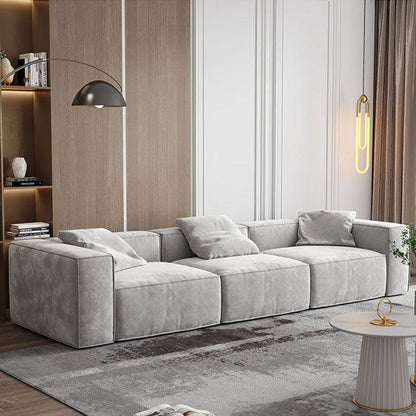 Yetta Three Seater Corner Sofa, Grey Velvet | Weilai Concept