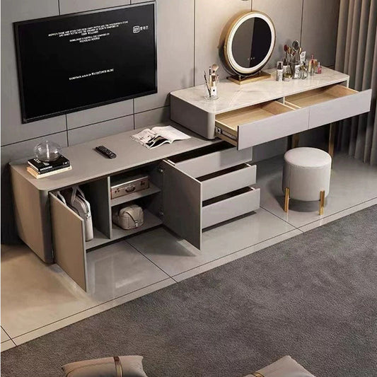 Dempsey Dressing Table With Sideboard, Extendable, Corner Dressing Table-Weilai Concept