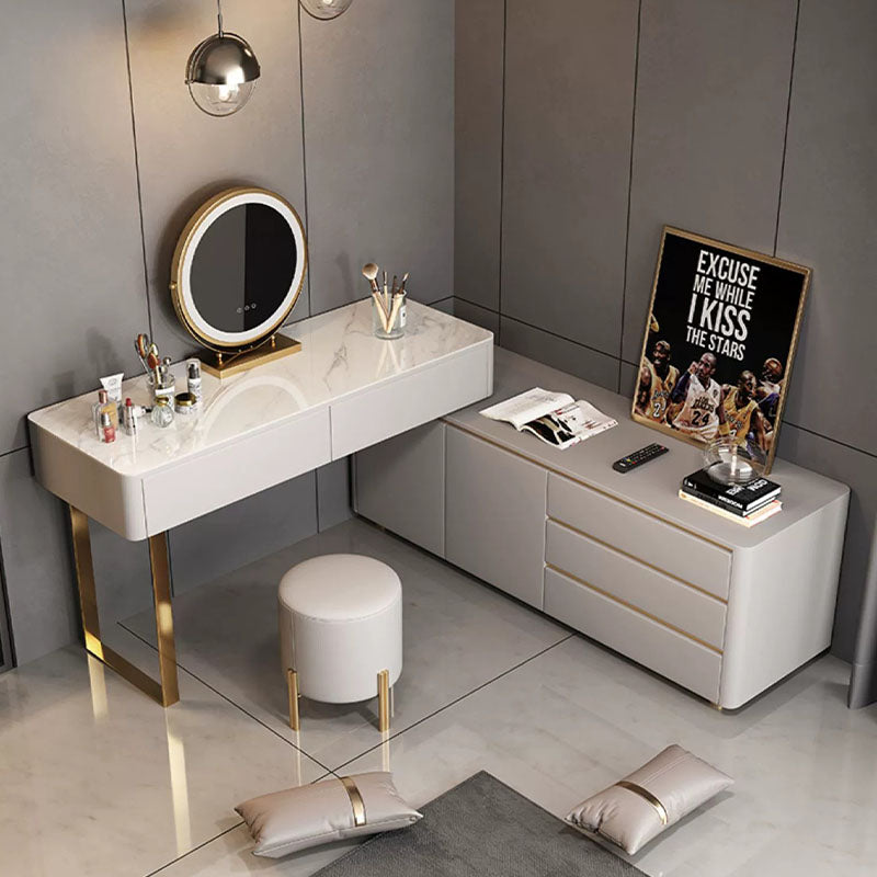 Dempsey Dressing Table With Sideboard, Extendable, Corner Dressing Table-Weilai Concept