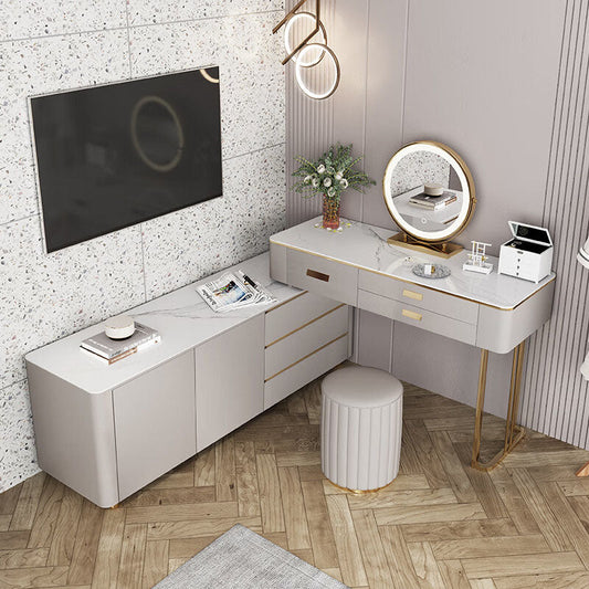 Della Dressing Table With Sideboard, Corner Dressing Table, Extendable-Weilai Concept