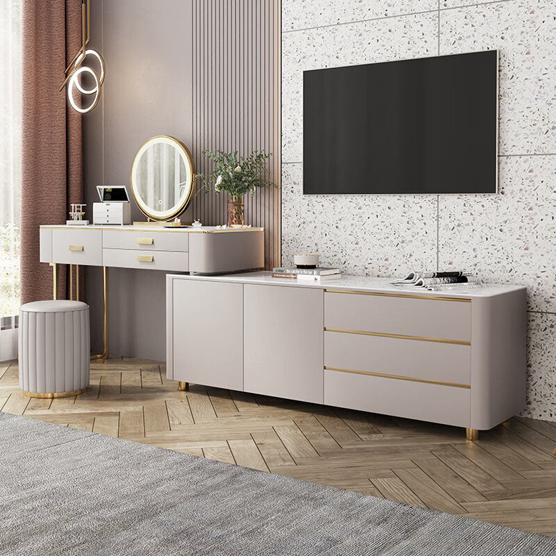 Della Dressing Table With Sideboard, Corner Dressing Table, Extendable-Weilai Concept