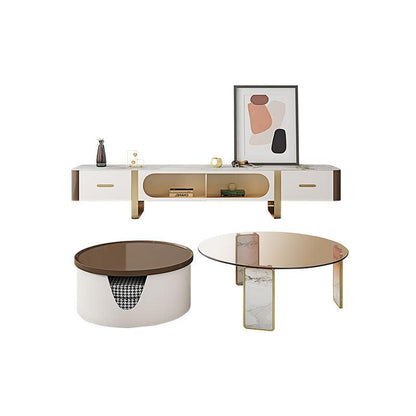 Hopetree White Coffee Table Set With TV Stand, | Weilai Concept