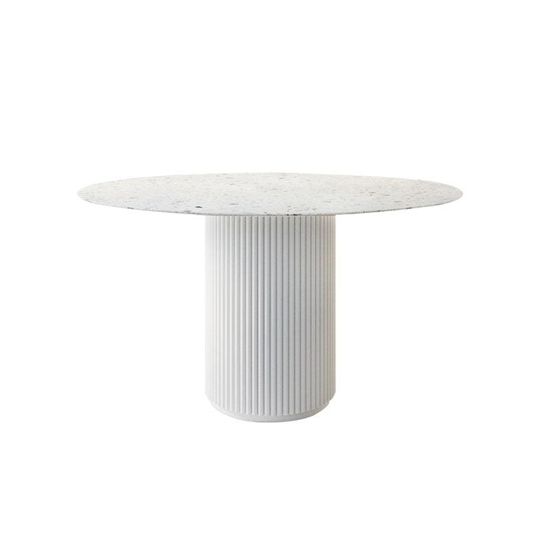 Cracky White Round Dining Table, Premium Terrazzo And Wood Base | Weilai Concept