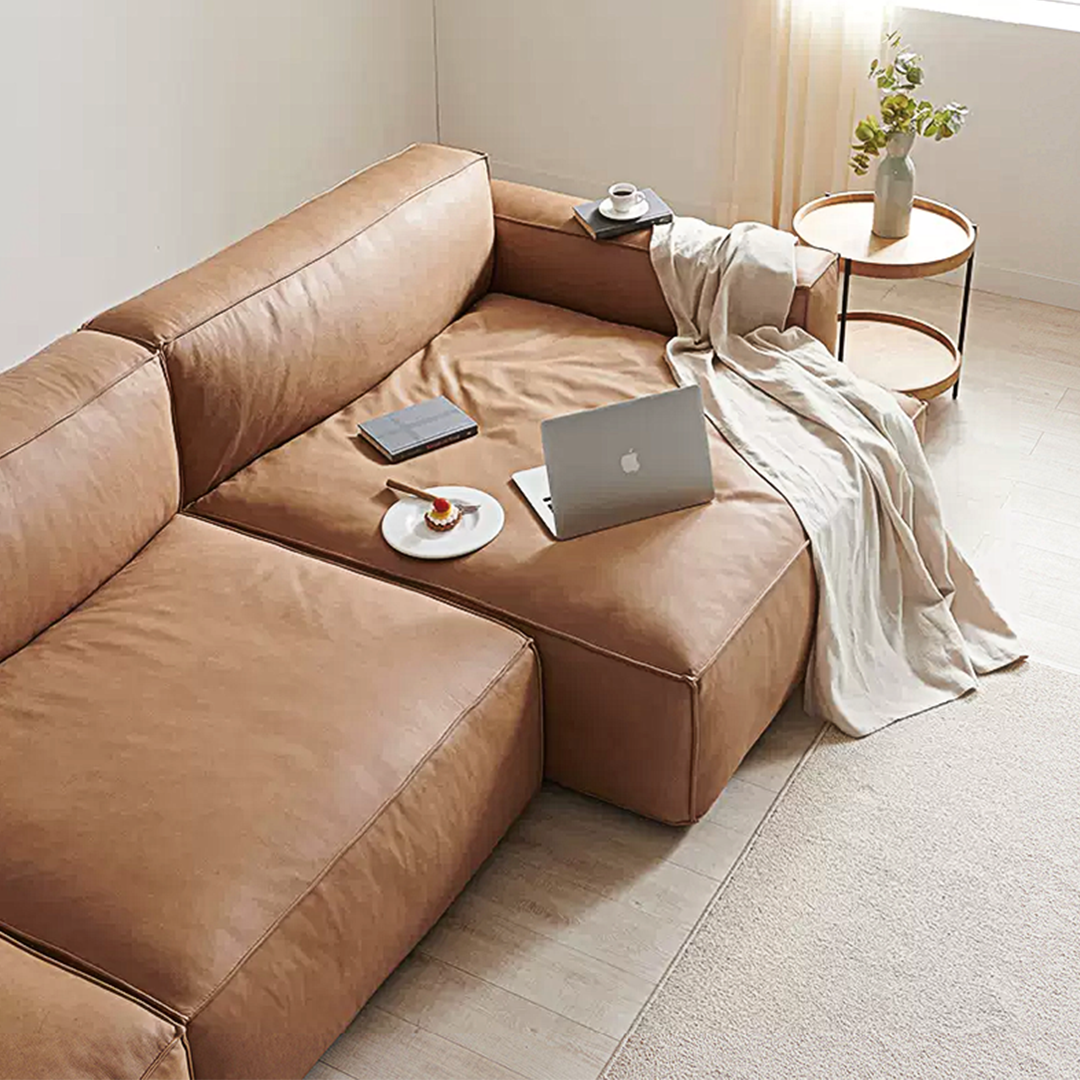 Lucian Four Seater modular Sofa, Real Leather-Weilai Concept