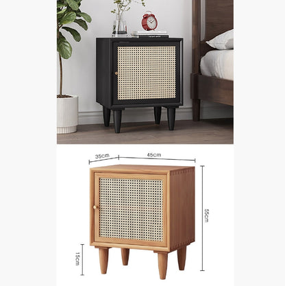 Tableau Rattan Bedside Table, Solid Wood-Weilai Concept