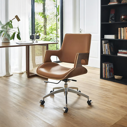 Drake Office Chair, Tan Leather, Reclining & Swivel