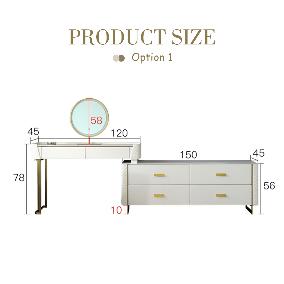 Joshua Dressing Table, White-Weilai Concept