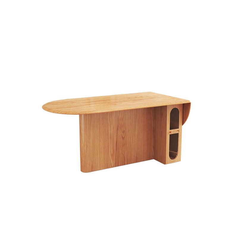 Chloe Oak Foldable Dining Table With Storage Underneath, Solid Wood | Weilai Concept