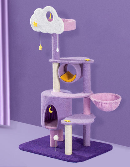 Alexia Purple Moon Cat Climber, Cat Tree, Coral Fleece | Weilai Concept