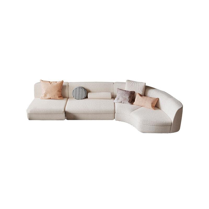 Sibyl Four Seater Curved Sofa, Leathaire, Boucle | Weilai Concept