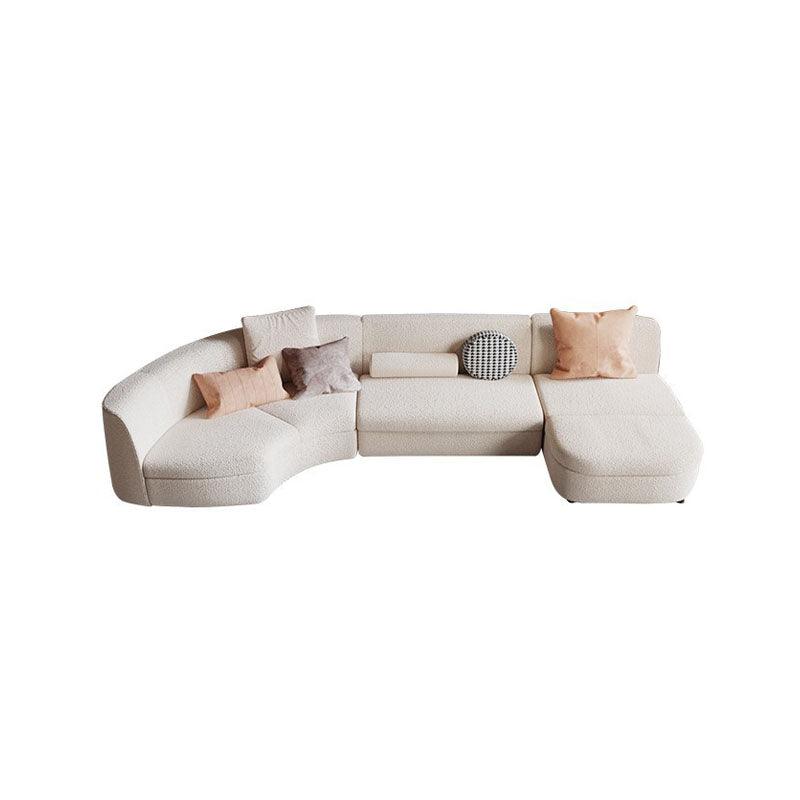 Sibyl Four Seater Curved Sofa, Leathaire, Boucle | Weilai Concept