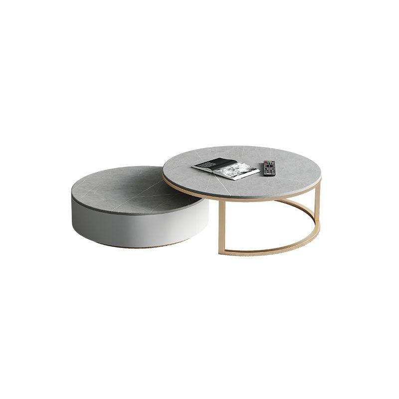 Oval Round Nesting Coffee Table With TV Stand, Gold Leg | Weilai Concept