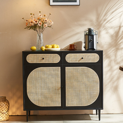 Barbary Rattan Sideboard, Black-Weilai Concept