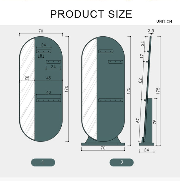 Norris Full Length Mirror With Hooks-Weilai Concept