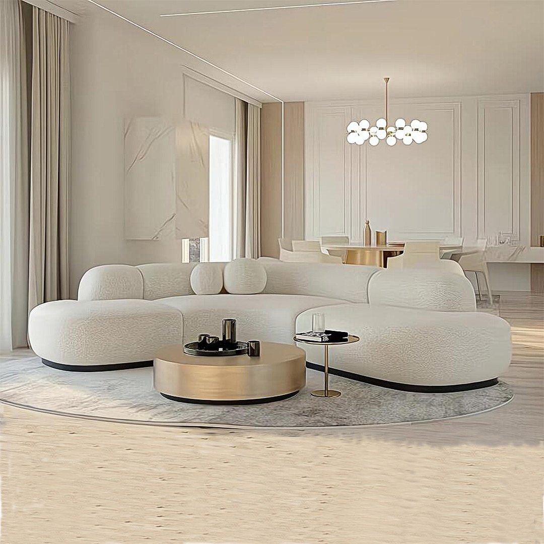 Eulalia Cream Corner Sofa, Boucle-Weilai Concept