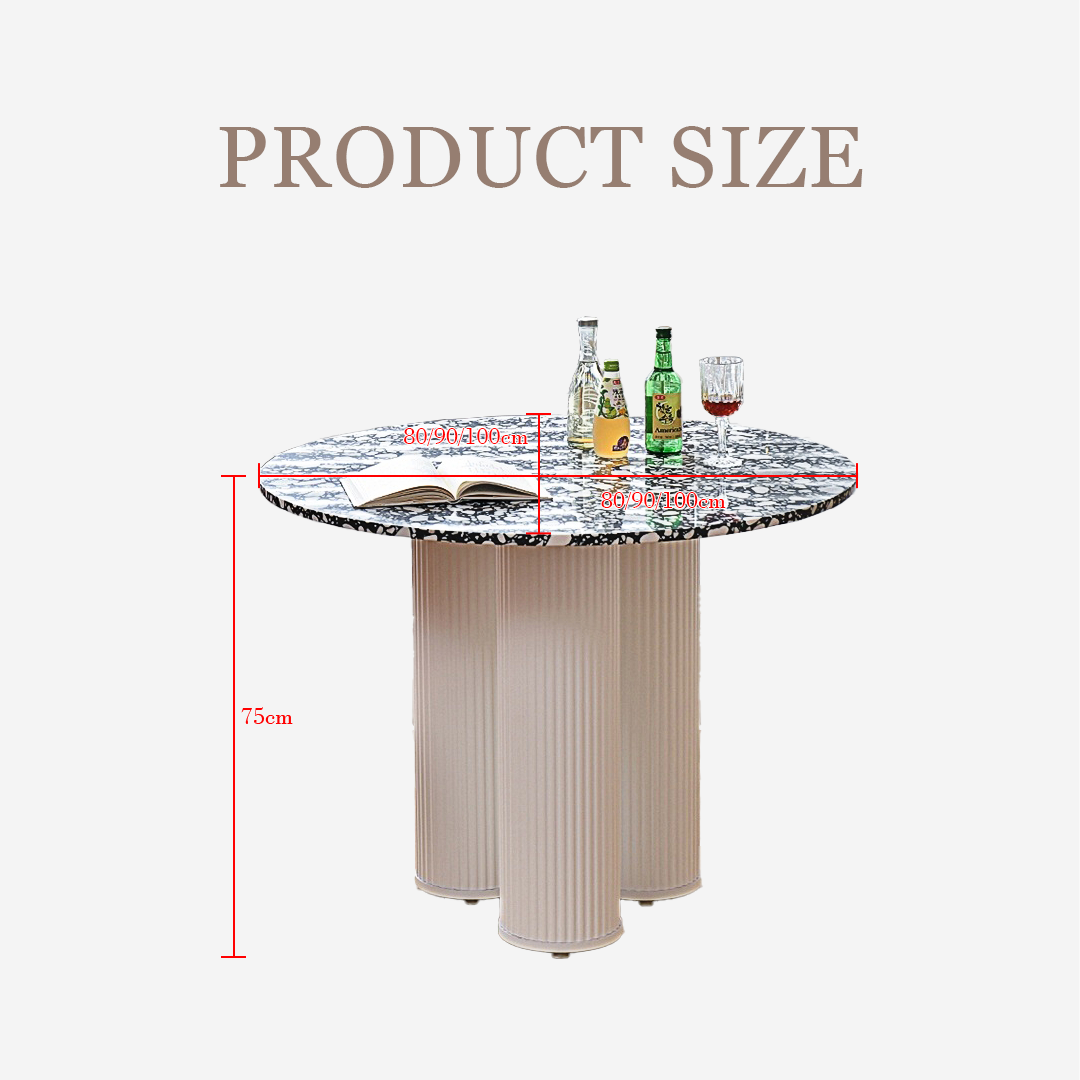 Martinez Small Round Dining Table, Marble-Weilai Concept